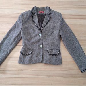 Brown/Cream Herringbone Blazer UK 10 (small)